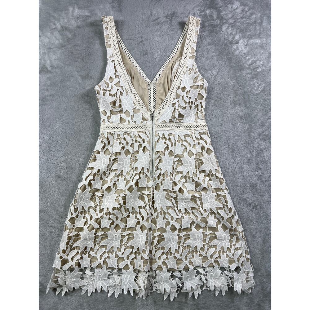 Lace Mini Dress Small White Coastal Cowgirl Boho V Neck Sleeveless Summer Chic - Picture 6 of 9